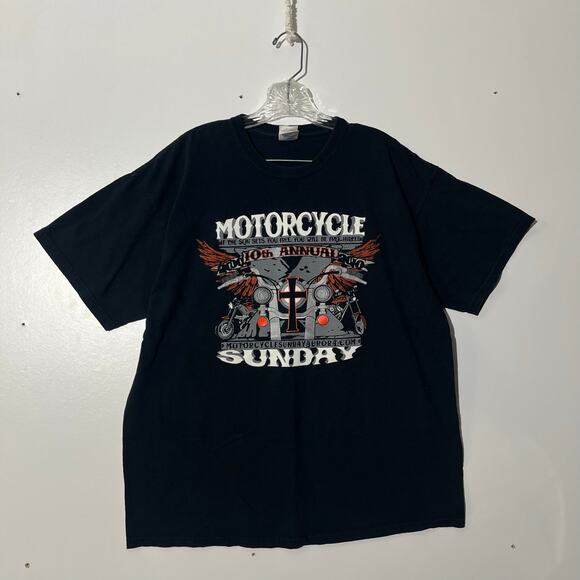 Gildan Ultra Cotton Motorcycle Sunday 10th Annual Black T-Shirt Men’s Size XL - Picture 1 of 6